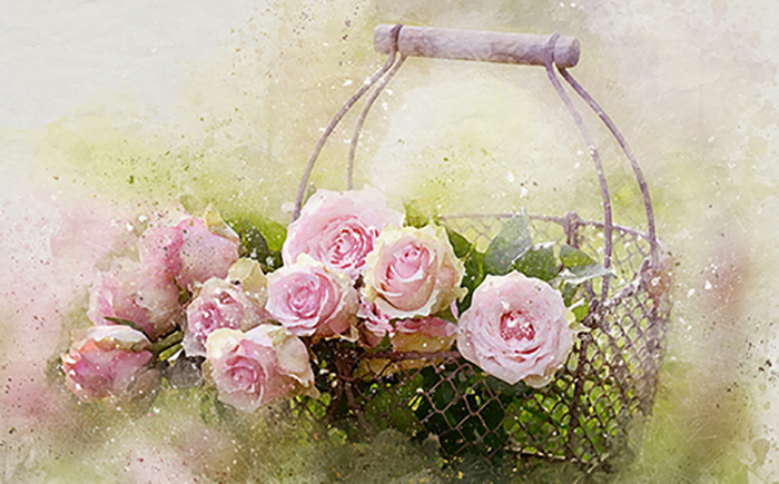 Keranjang Hadiah watercolor-roses